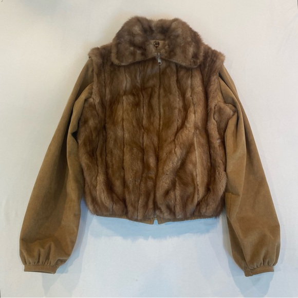 Vintage David Goodman Brown Mink Fur and Suede Reversible Jacket, Size Medium
